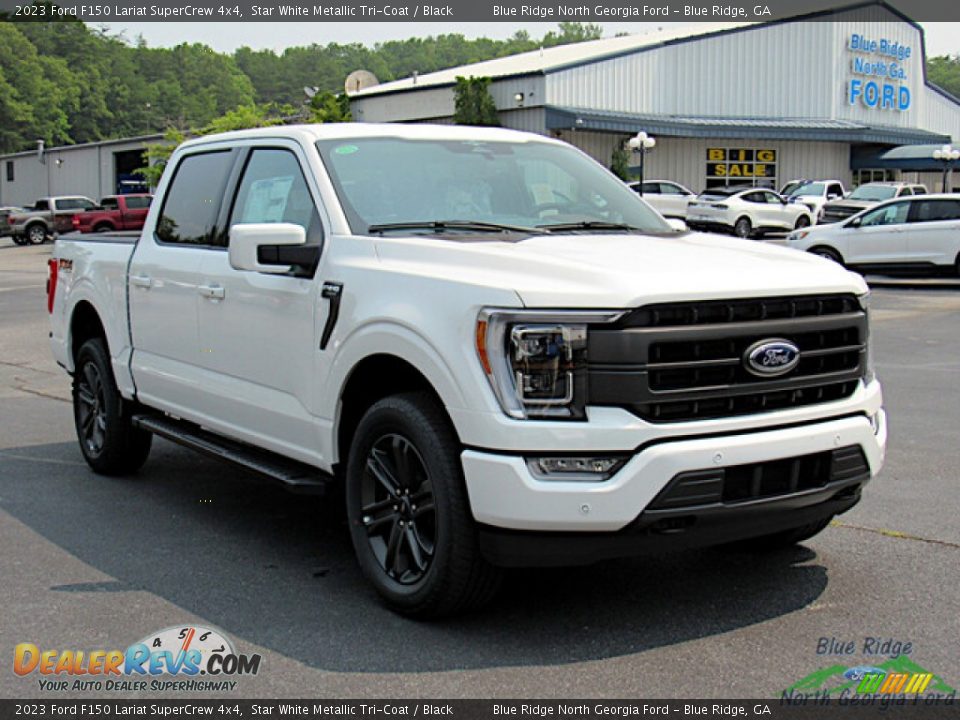 2023 Ford F150 Lariat SuperCrew 4x4 Star White Metallic Tri-Coat / Black Photo #7