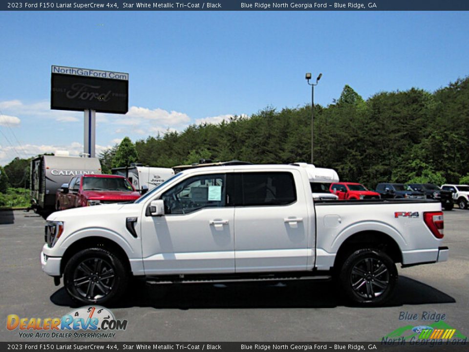 2023 Ford F150 Lariat SuperCrew 4x4 Star White Metallic Tri-Coat / Black Photo #2