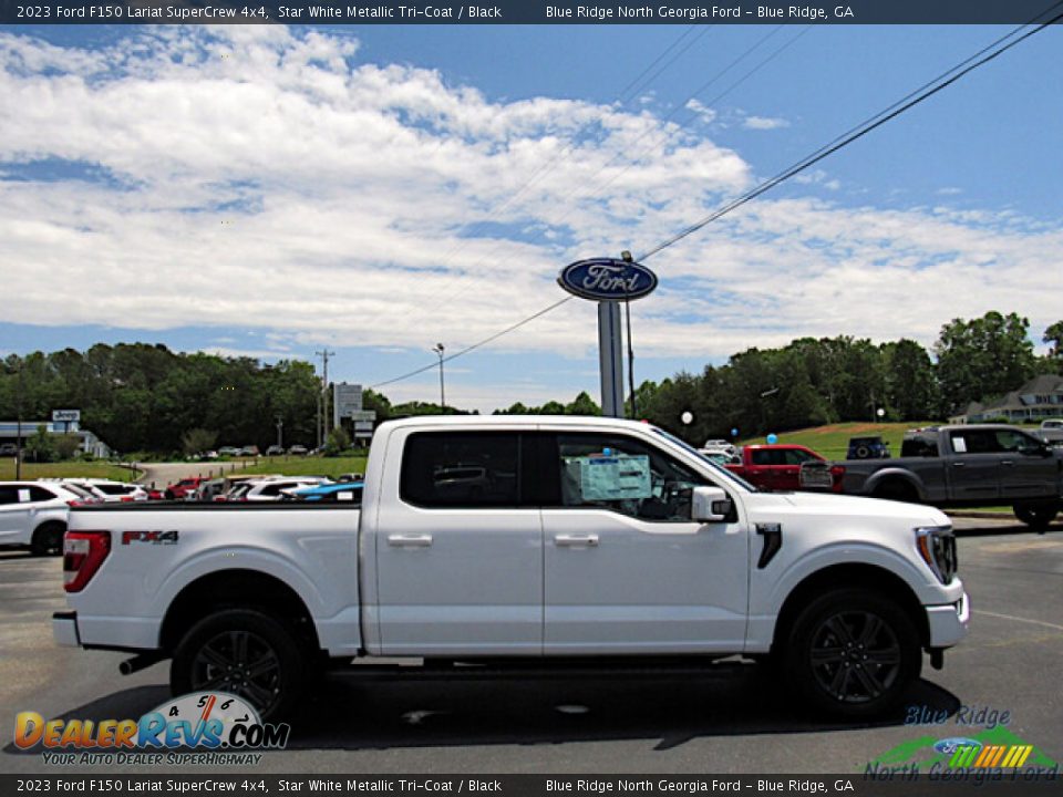 2023 Ford F150 Lariat SuperCrew 4x4 Star White Metallic Tri-Coat / Black Photo #6