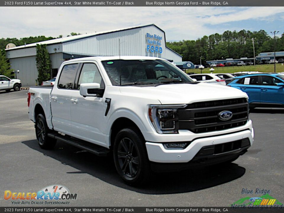 2023 Ford F150 Lariat SuperCrew 4x4 Star White Metallic Tri-Coat / Black Photo #7