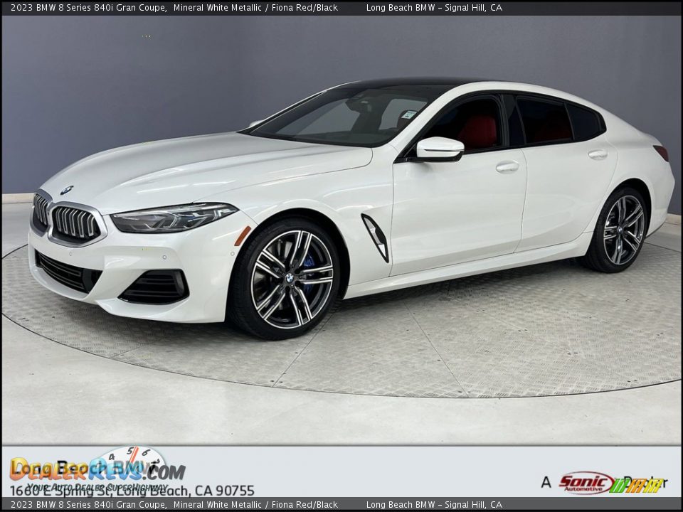 2023 BMW 8 Series 840i Gran Coupe Mineral White Metallic / Fiona Red/Black Photo #1