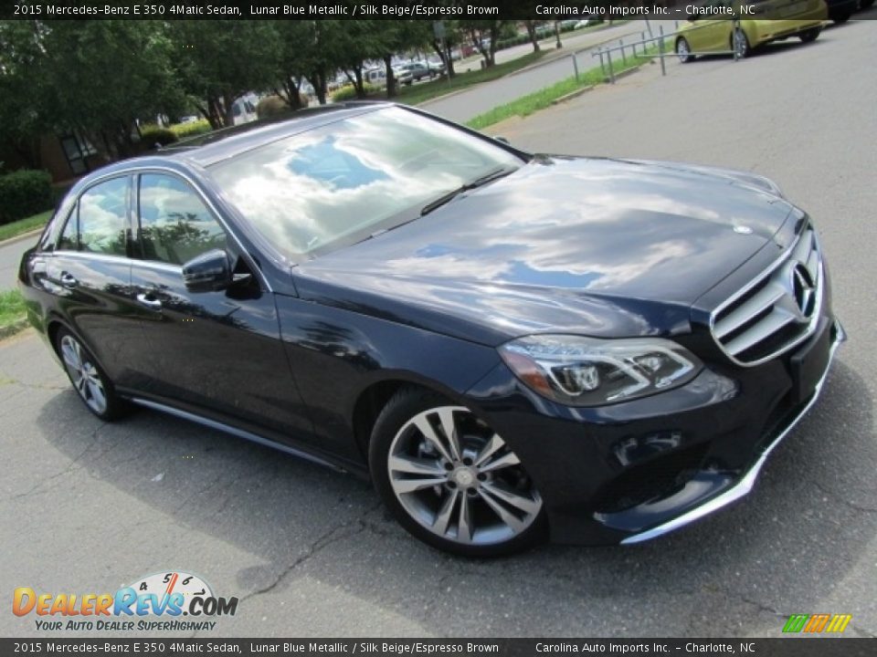 2015 Mercedes-Benz E 350 4Matic Sedan Lunar Blue Metallic / Silk Beige/Espresso Brown Photo #3