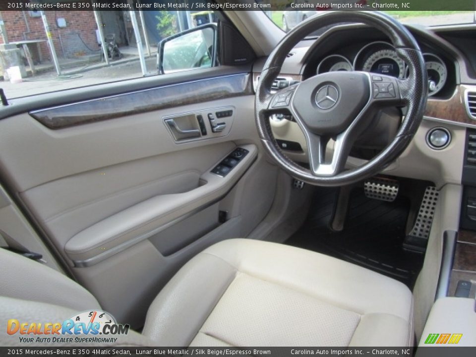 2015 Mercedes-Benz E 350 4Matic Sedan Lunar Blue Metallic / Silk Beige/Espresso Brown Photo #12