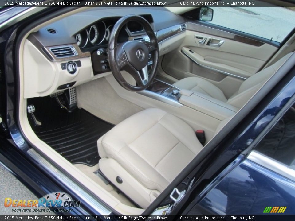 2015 Mercedes-Benz E 350 4Matic Sedan Lunar Blue Metallic / Silk Beige/Espresso Brown Photo #17