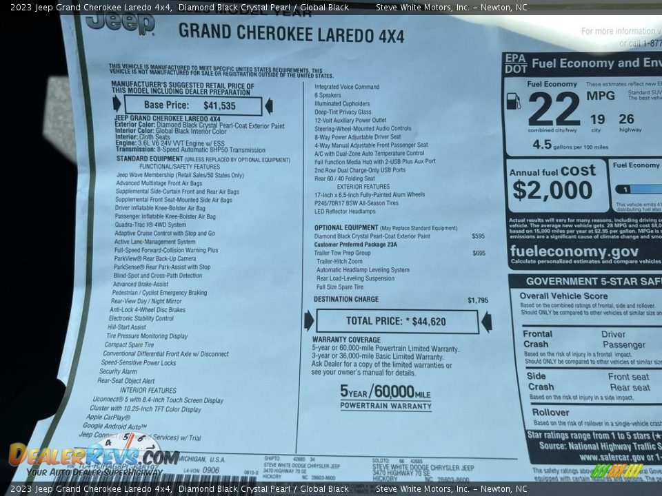 2023 Jeep Grand Cherokee Laredo 4x4 Window Sticker Photo #26