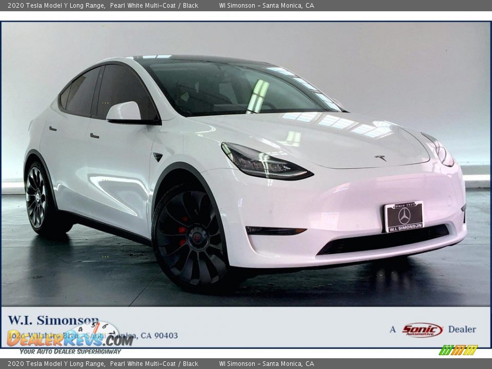 2020 Tesla Model Y Long Range Pearl White Multi-Coat / Black Photo #1