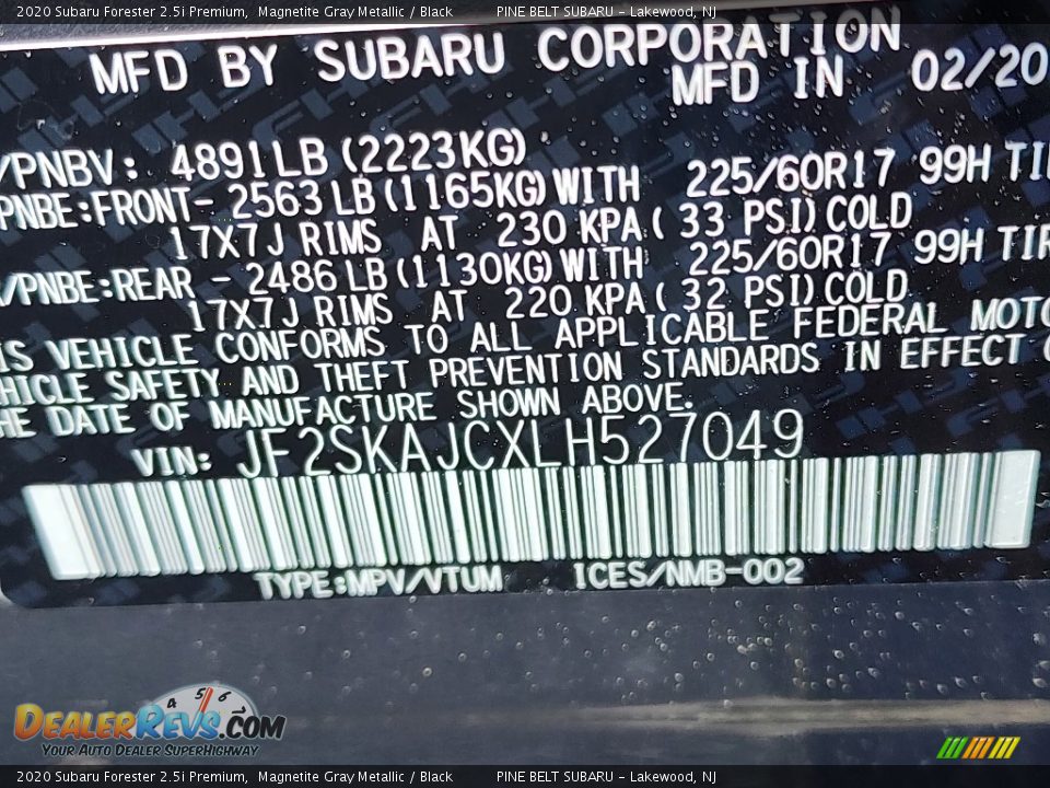 2020 Subaru Forester 2.5i Premium Magnetite Gray Metallic / Black Photo #36