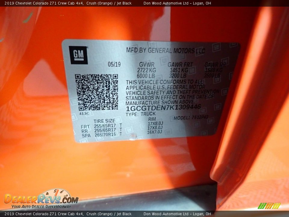 2019 Chevrolet Colorado Z71 Crew Cab 4x4 Crush (Orange) / Jet Black Photo #34