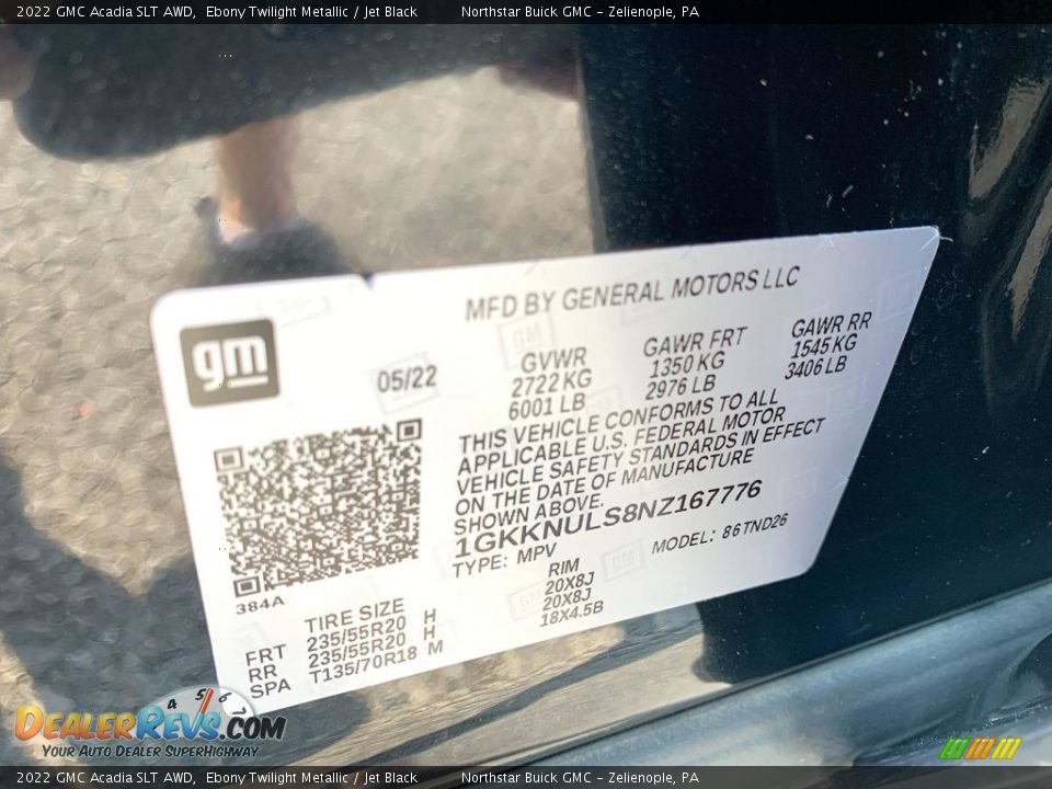 2022 GMC Acadia SLT AWD Ebony Twilight Metallic / Jet Black Photo #35