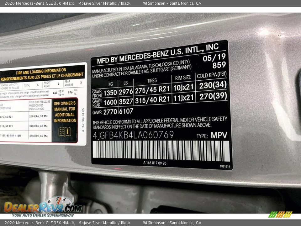 2020 Mercedes-Benz GLE 350 4Matic Mojave Silver Metallic / Black Photo #33