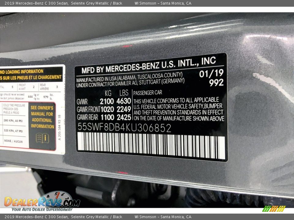 2019 Mercedes-Benz C 300 Sedan Selenite Grey Metallic / Black Photo #33