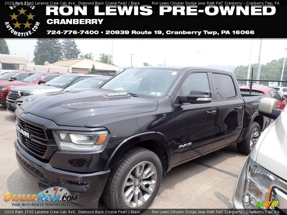 2020 Ram 1500 Laramie Crew Cab 4x4 Diamond Black Crystal Pearl / Black Photo #1