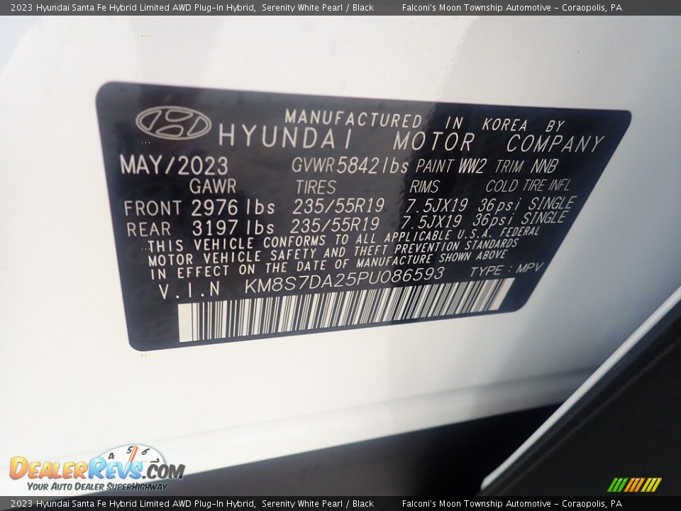 2023 Hyundai Santa Fe Hybrid Limited AWD Plug-In Hybrid Serenity White Pearl / Black Photo #18