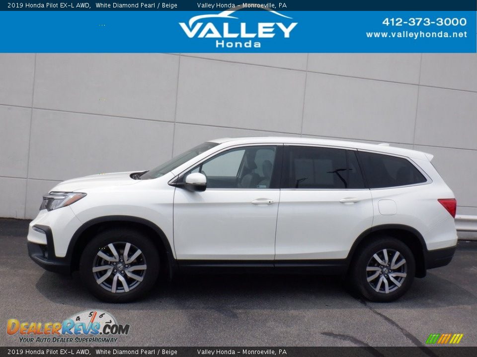 2019 Honda Pilot EX-L AWD White Diamond Pearl / Beige Photo #2