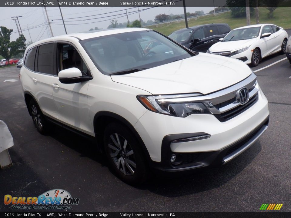 2019 Honda Pilot EX-L AWD White Diamond Pearl / Beige Photo #6