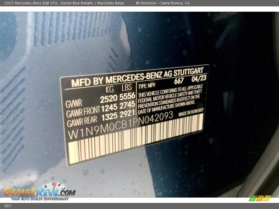 Mercedes-Benz Color Code 667 Denim Blue Metallic