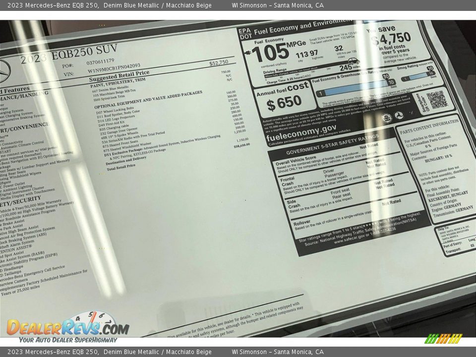 2023 Mercedes-Benz EQB 250 Window Sticker Photo #13