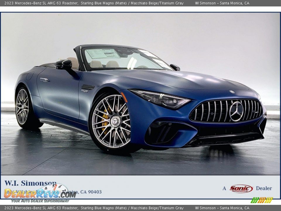 2023 Mercedes-Benz SL AMG 63 Roadster Starling Blue Magno (Matte) / Macchiato Beige/Titanium Gray Photo #1