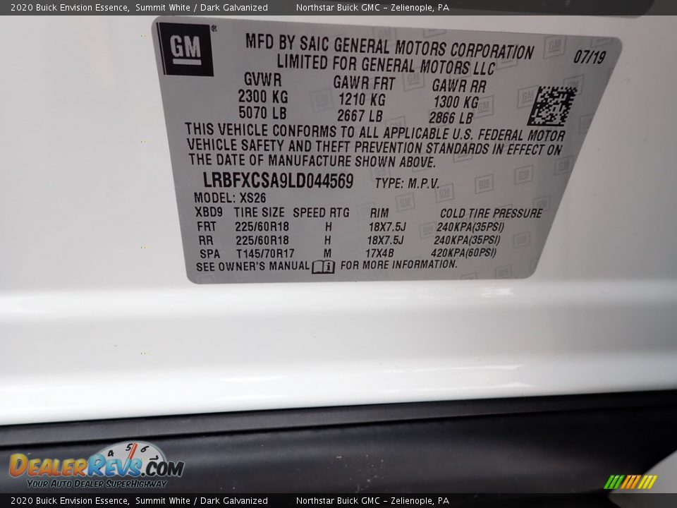 2020 Buick Envision Essence Summit White / Dark Galvanized Photo #30