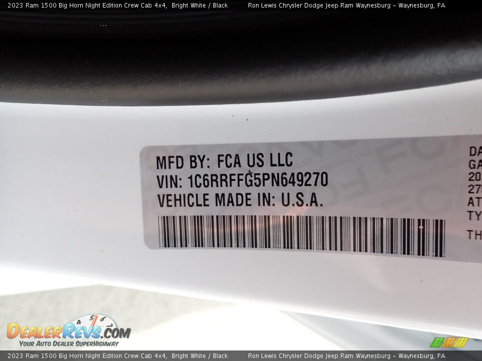 2023 Ram 1500 Big Horn Night Edition Crew Cab 4x4 Bright White / Black Photo #15