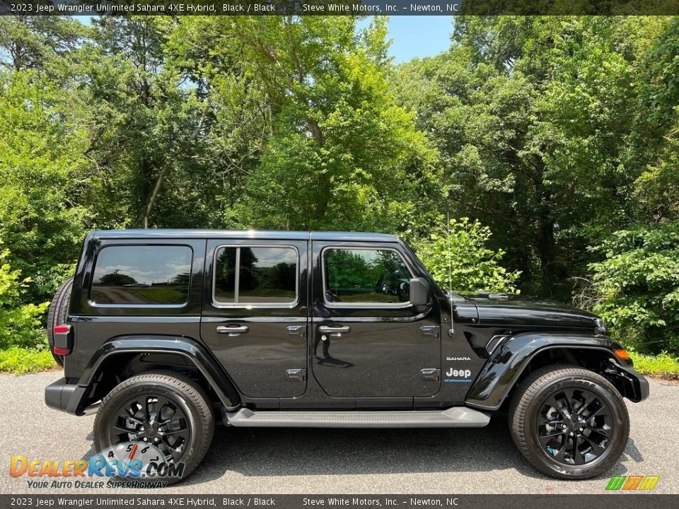 Black 2023 Jeep Wrangler Unlimited Sahara 4XE Hybrid Photo #5