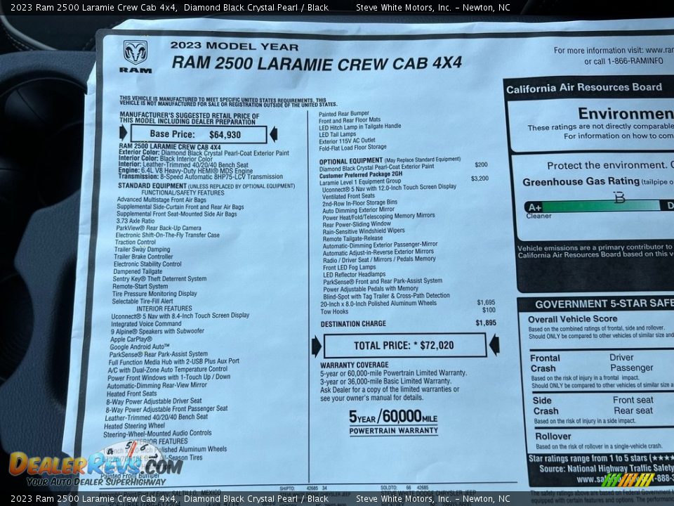 2023 Ram 2500 Laramie Crew Cab 4x4 Window Sticker Photo #29