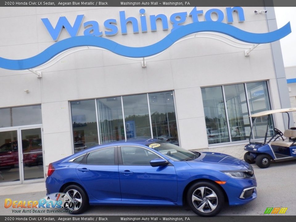 2020 Honda Civic LX Sedan Aegean Blue Metallic / Black Photo #1
