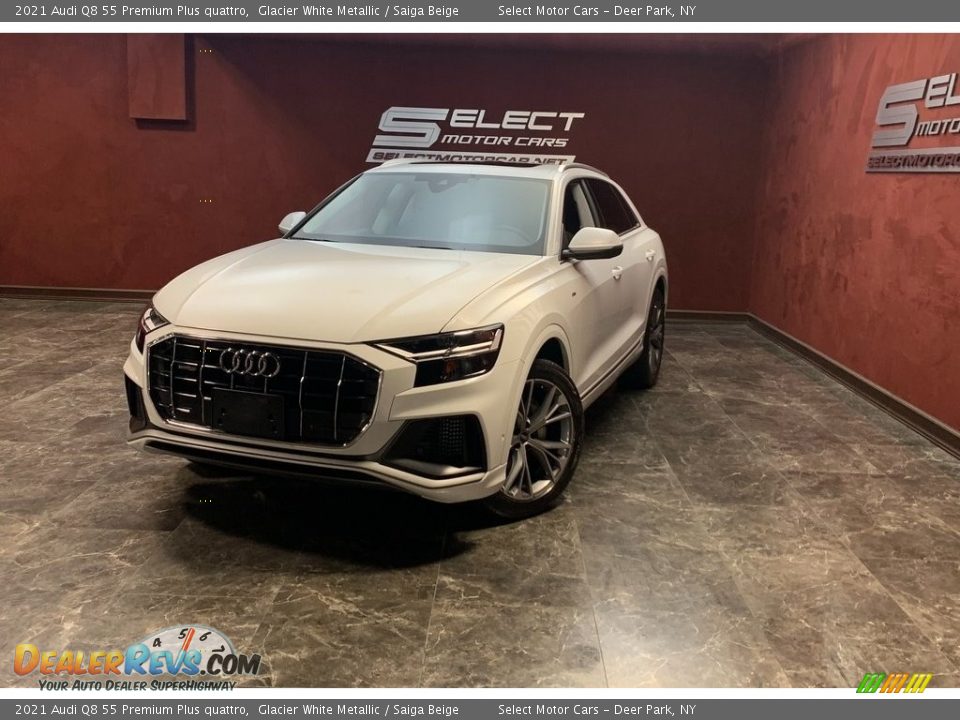 2021 Audi Q8 55 Premium Plus quattro Glacier White Metallic / Saiga Beige Photo #1