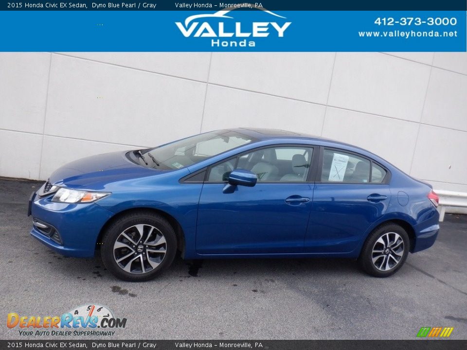 2015 Honda Civic EX Sedan Dyno Blue Pearl / Gray Photo #2