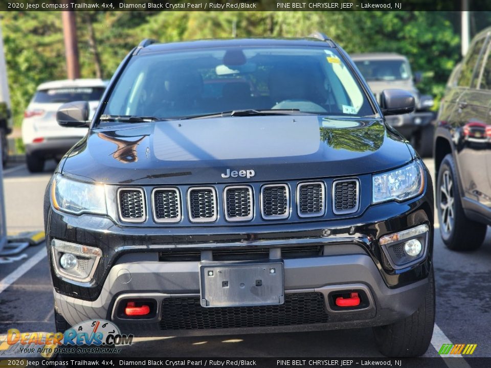 2020 Jeep Compass Trailhawk 4x4 Diamond Black Crystal Pearl / Ruby Red/Black Photo #1