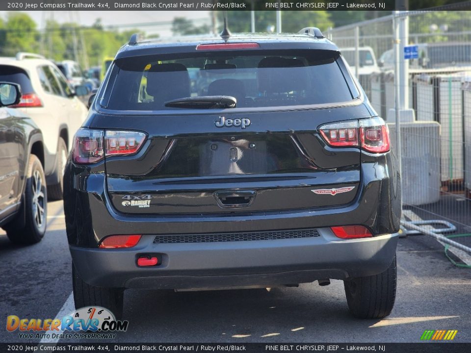 2020 Jeep Compass Trailhawk 4x4 Diamond Black Crystal Pearl / Ruby Red/Black Photo #4