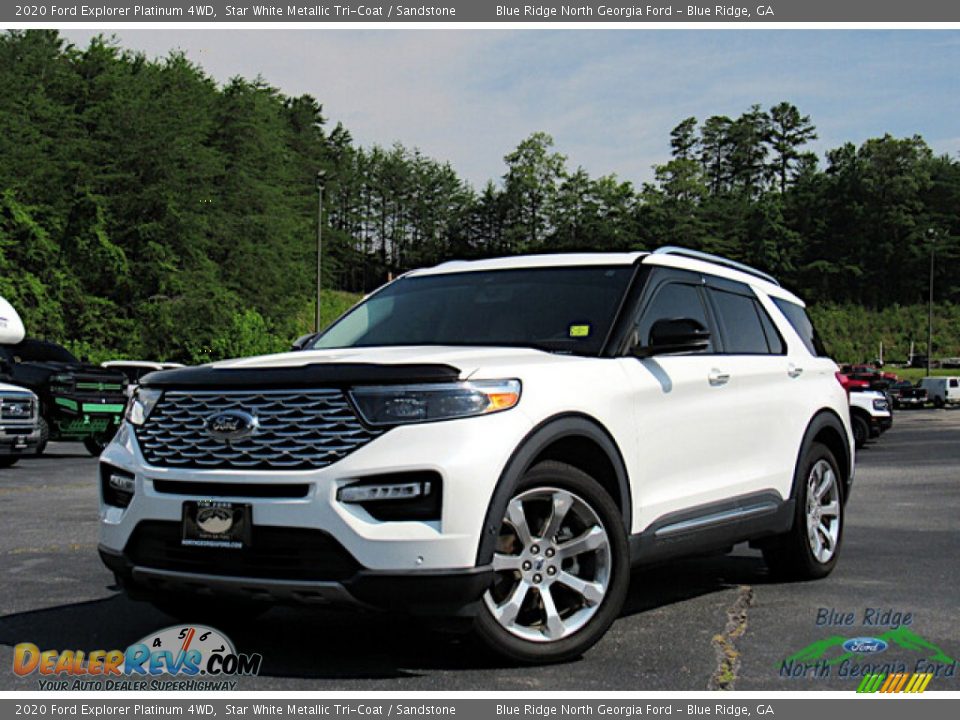 2020 Ford Explorer Platinum 4WD Star White Metallic Tri-Coat / Sandstone Photo #1