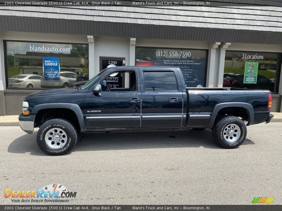 2001 Chevrolet Silverado 1500 LS Crew Cab 4x4 Onyx Black / Tan Photo #1