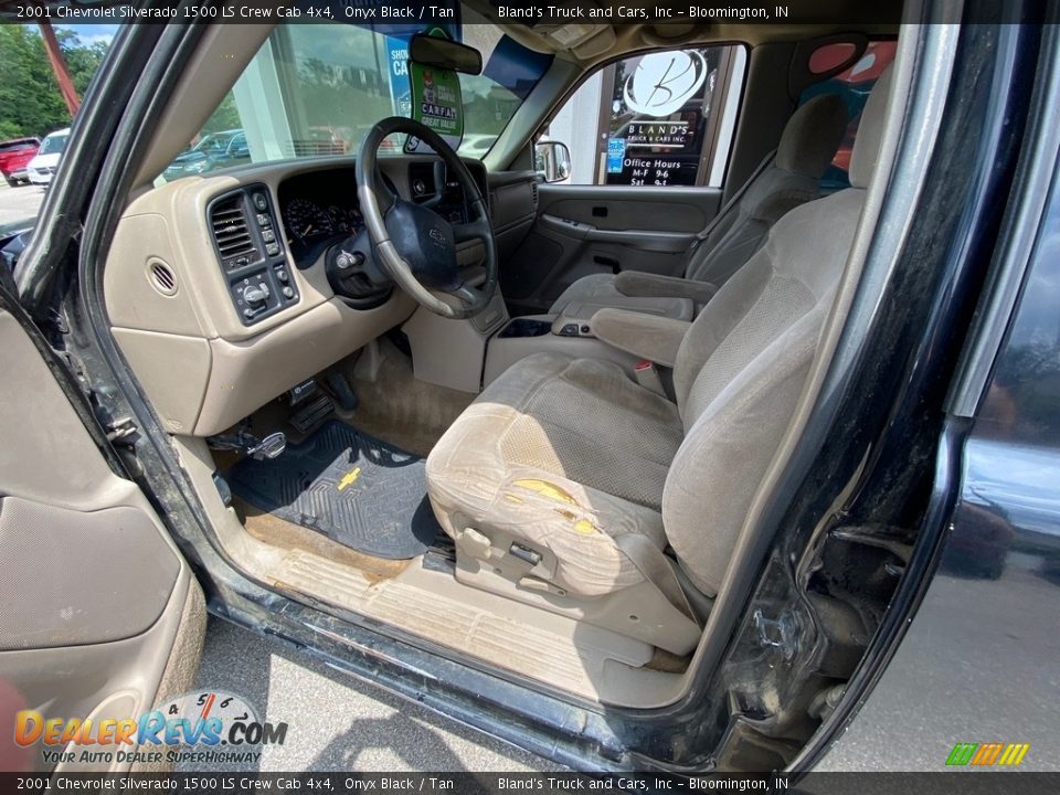 2001 Chevrolet Silverado 1500 LS Crew Cab 4x4 Onyx Black / Tan Photo #9