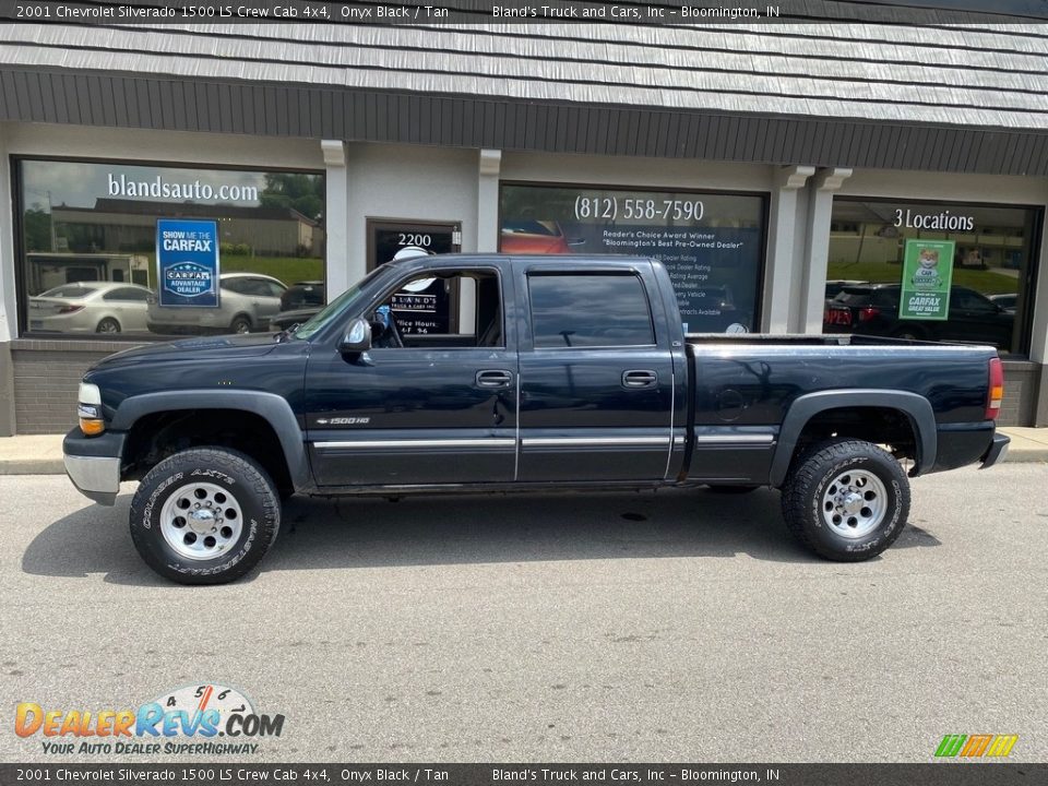 2001 Chevrolet Silverado 1500 LS Crew Cab 4x4 Onyx Black / Tan Photo #19