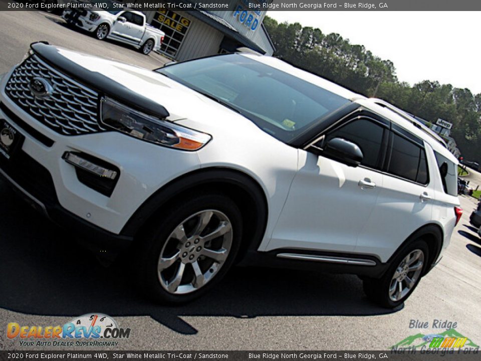 2020 Ford Explorer Platinum 4WD Star White Metallic Tri-Coat / Sandstone Photo #28