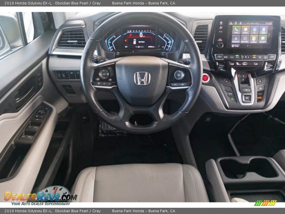 2019 Honda Odyssey EX-L Obsidian Blue Pearl / Gray Photo #5
