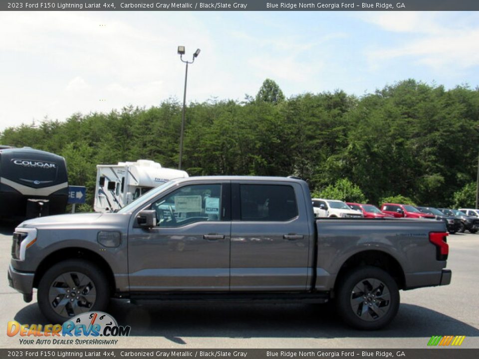 2023 Ford F150 Lightning Lariat 4x4 Carbonized Gray Metallic / Black/Slate Gray Photo #2