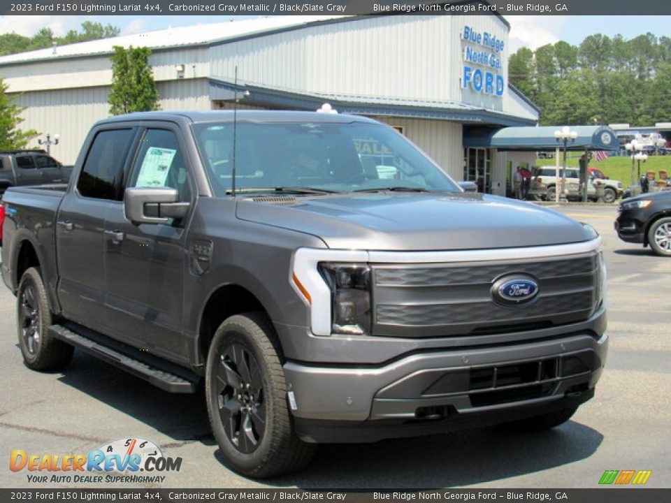 2023 Ford F150 Lightning Lariat 4x4 Carbonized Gray Metallic / Black/Slate Gray Photo #7