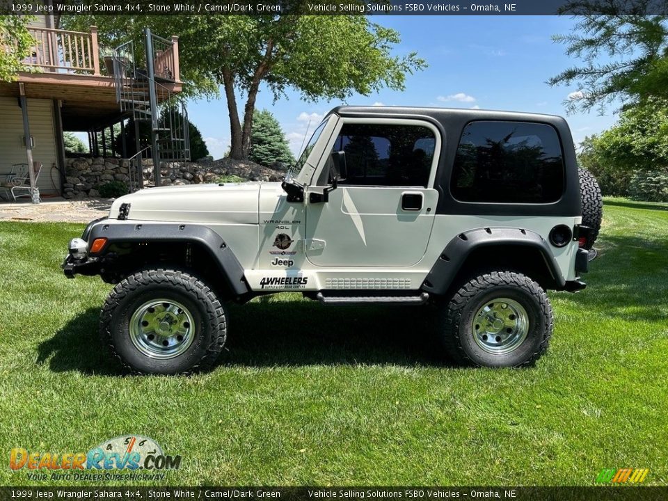 1999 Jeep Wrangler Sahara 4x4 Stone White / Camel/Dark Green Photo #2