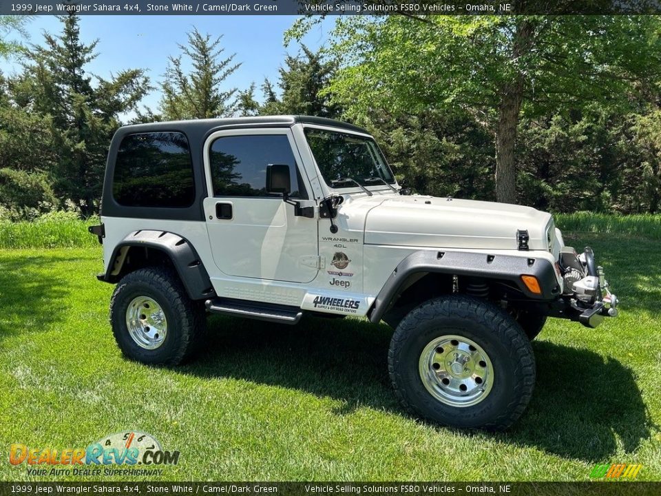 1999 Jeep Wrangler Sahara 4x4 Stone White / Camel/Dark Green Photo #3