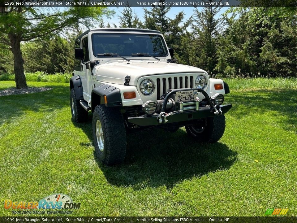 1999 Jeep Wrangler Sahara 4x4 Stone White / Camel/Dark Green Photo #4