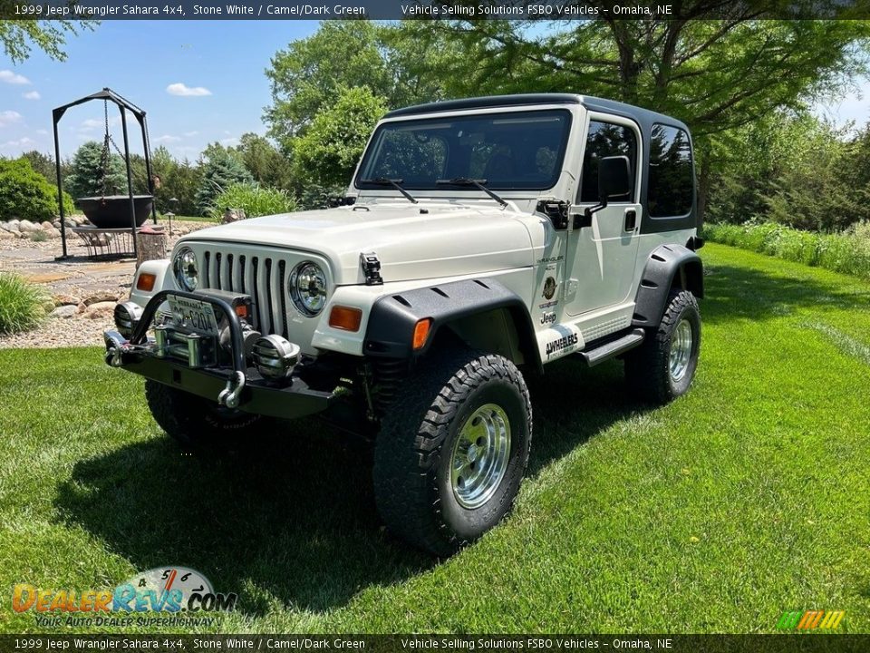 1999 Jeep Wrangler Sahara 4x4 Stone White / Camel/Dark Green Photo #5