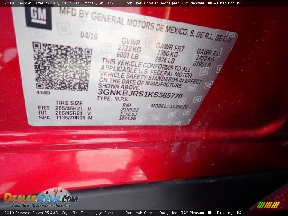 2019 Chevrolet Blazer RS AWD Cajun Red Tintcoat / Jet Black Photo #20