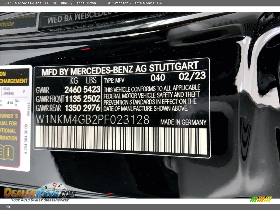 Mercedes-Benz Color Code 040 Black