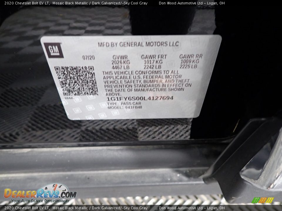 2020 Chevrolet Bolt EV LT Mosaic Black Metallic / Dark Galvanized/­Sky Cool Gray Photo #31