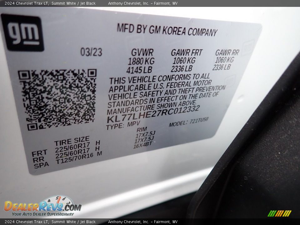 2024 Chevrolet Trax LT Summit White / Jet Black Photo #15