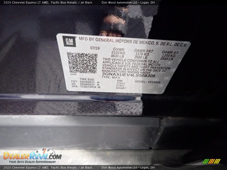 2020 Chevrolet Equinox LT AWD Pacific Blue Metallic / Jet Black Photo #31