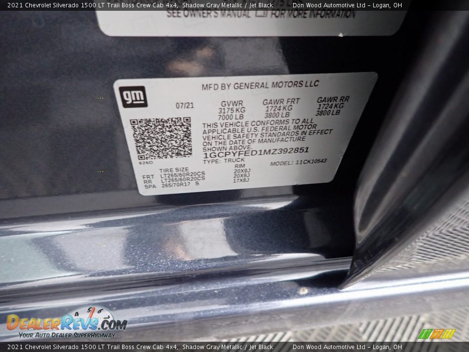2021 Chevrolet Silverado 1500 LT Trail Boss Crew Cab 4x4 Shadow Gray Metallic / Jet Black Photo #33
