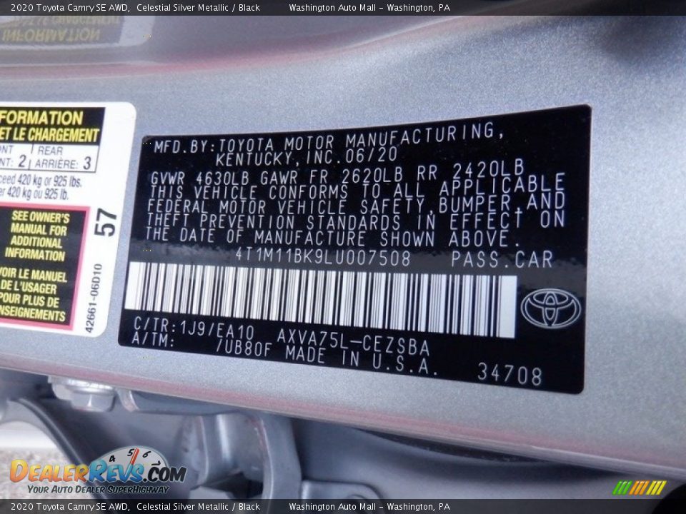 2020 Toyota Camry SE AWD Celestial Silver Metallic / Black Photo #33